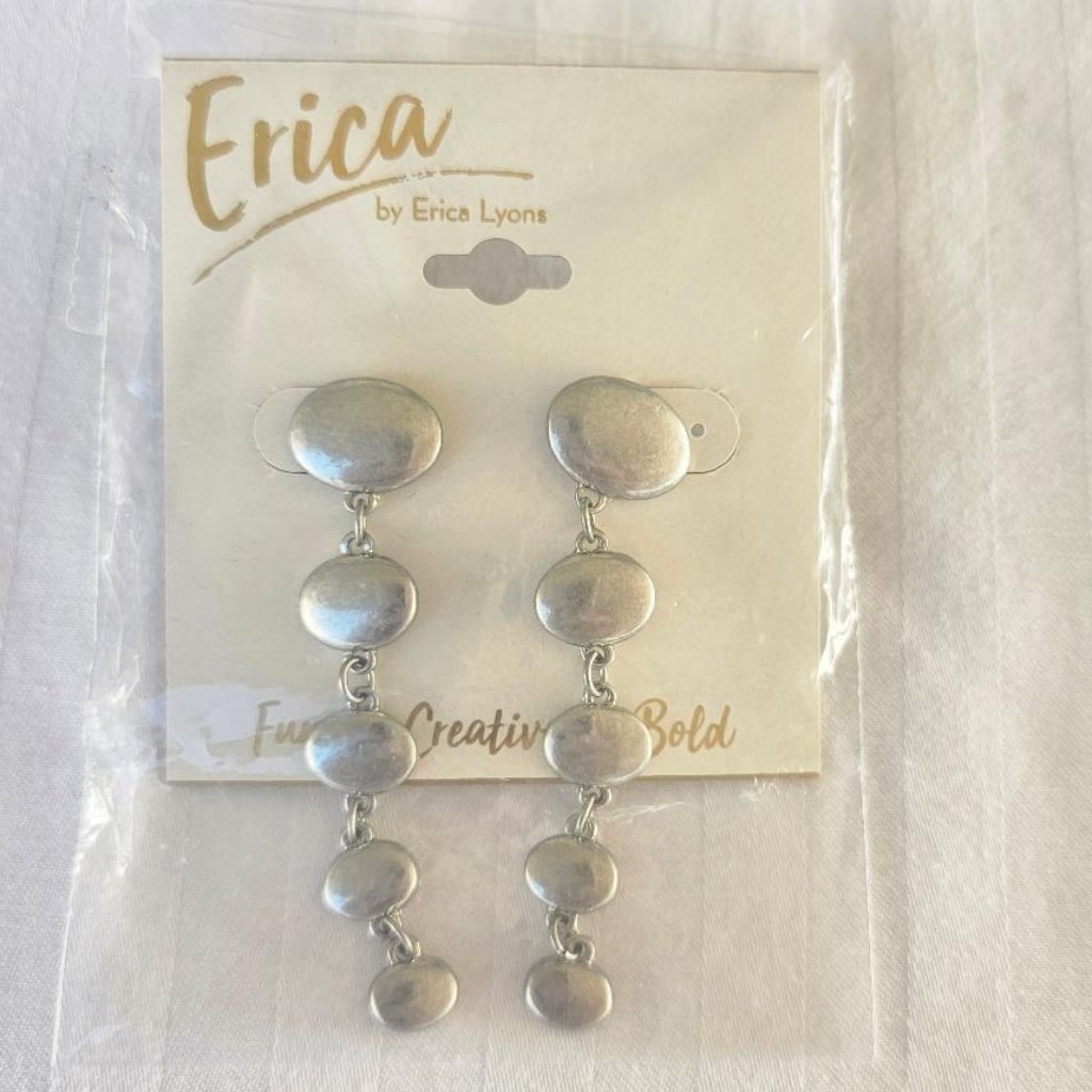 Erica Lyons Silver Toned Dangle Earrings Nwt